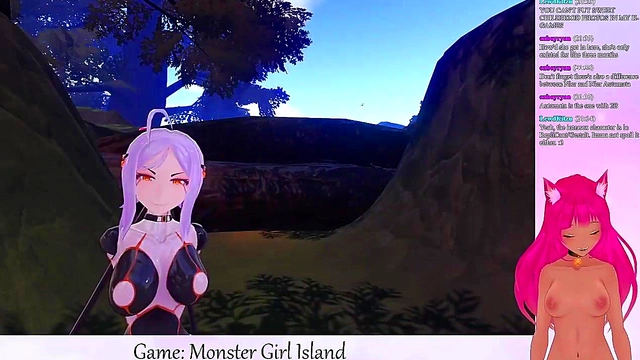 Lewd VTuber Neko Fucks Monster Girls in Anime Video Game Livestream Anal Adventure