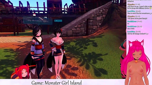 Lewd VTuber Neko Fucks Monster Girls in Anime Video Game Livestream Anal Adventure