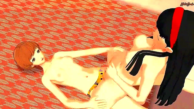 Chie Satonaka Strapon Fucks Yukiko Amagi for Hot Persona 4 Lesbian Orgasm