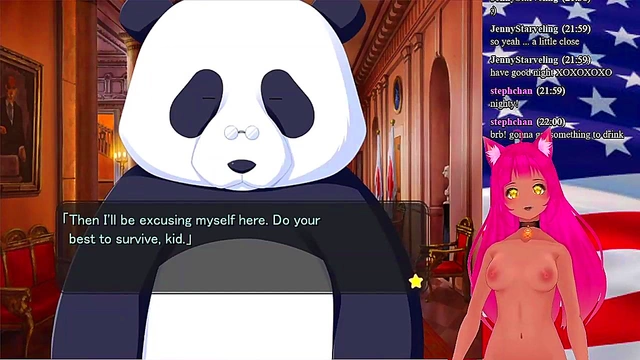 Lewd VTuber Neko Seduces in "My GF is the President" Anime Livestream