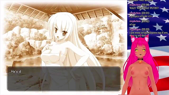 Lewd VTuber Neko Seduces in "My GF is the President" Anime Livestream