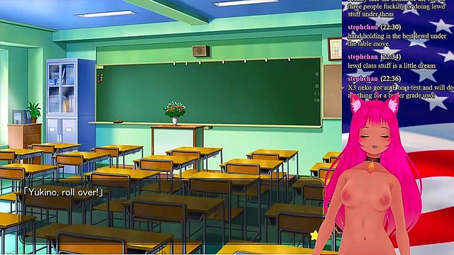 Lewd VTuber Neko Seduces in "My GF is the President" Anime Livestream