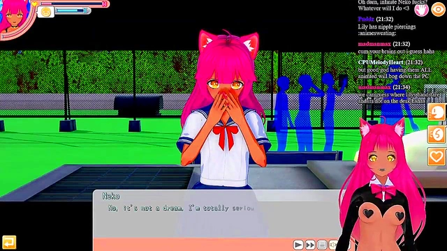 Lewd VTuber Neko Enjoys Public Blowjob, Titjob & Spanking For Cumshot Creampie
