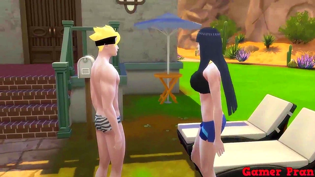 Hinata Teaches Step-Brother Hardcore Anime Sex in Naruto Hentai Scene
