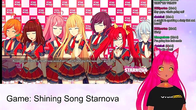 Lewd VTuber Neko Spanks Big-Busted Anime Girls In Shining Song Starnova Scene