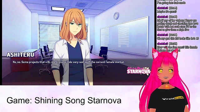 Lewd VTuber Neko Spanks Big-Busted Anime Girls In Shining Song Starnova Scene