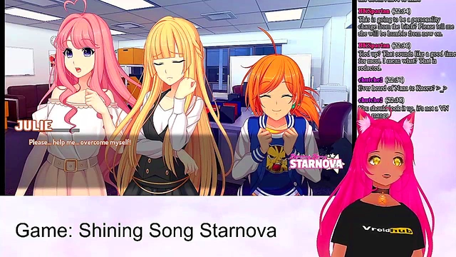 Lewd VTuber Neko Spanks Big-Busted Anime Girls In Shining Song Starnova Scene