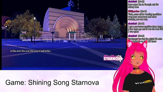 Lewd VTuber Neko Spanks Big-Busted Anime Girls In Shining Song Starnova Scene