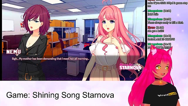 Lewd VTuber Neko Spanks Big-Busted Anime Girls In Shining Song Starnova Scene