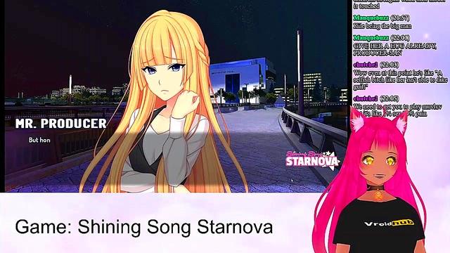 Lewd VTuber Neko Spanks Big-Busted Anime Girls In Shining Song Starnova Scene