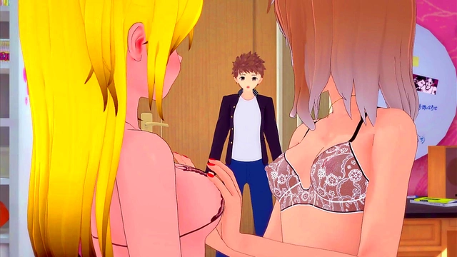 Threesome Fun With Anime Cat Girls In 3D Hentai Cartoon Action