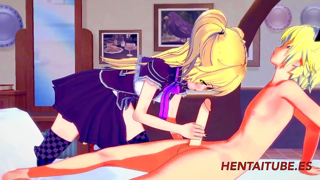 Fischl from Genshin Impact Enjoying Intense Blowjob & Pussy Fucking for Creampie