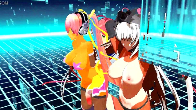 Four Anime Girls Sing & Strip Seductively for Erotic Dance Show