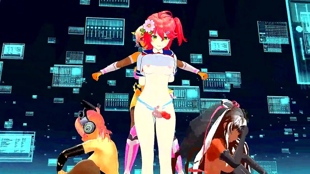 Four Anime Girls Sing & Strip Seductively for Erotic Dance Show