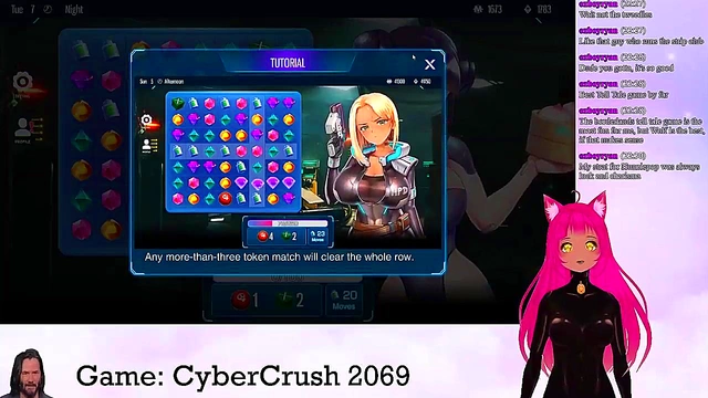 Lewd VTuber Neko Rides Cock in Anime Video Game Livestream for Creampie Finale