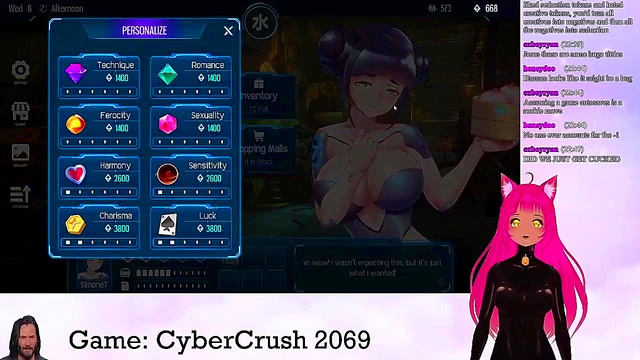 Lewd VTuber Neko Rides Cock in Anime Video Game Livestream for Creampie Finale