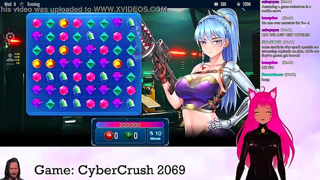 Lewd VTuber Neko Rides Cock in Anime Video Game Livestream for Creampie Finale