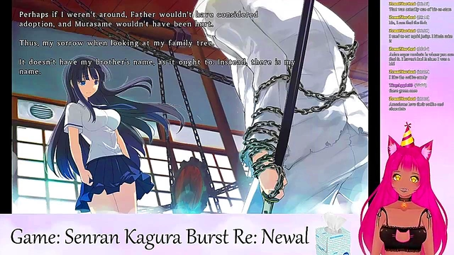 Lewd VTuber Neko Seduces in Lingerie During Senran Kagura Livestream Softcore Fun