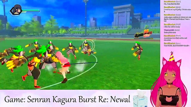 Lewd VTuber Neko Seduces in Lingerie During Senran Kagura Livestream Softcore Fun