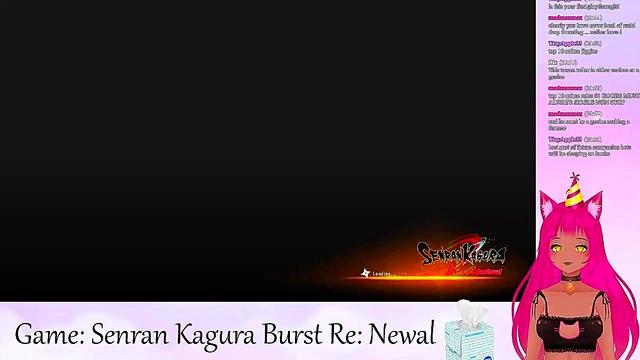 Lewd VTuber Neko Seduces in Lingerie During Senran Kagura Livestream Softcore Fun