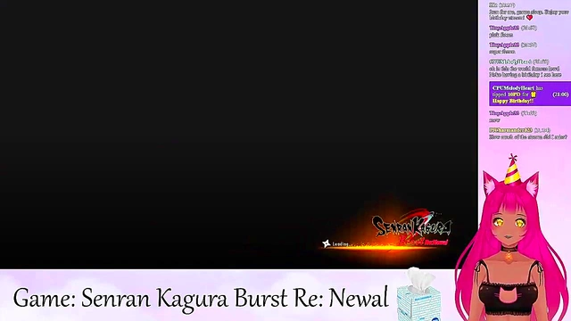 Lewd VTuber Neko Seduces in Lingerie During Senran Kagura Livestream Softcore Fun