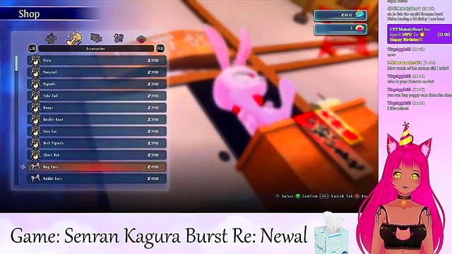 Lewd VTuber Neko Seduces in Lingerie During Senran Kagura Livestream Softcore Fun