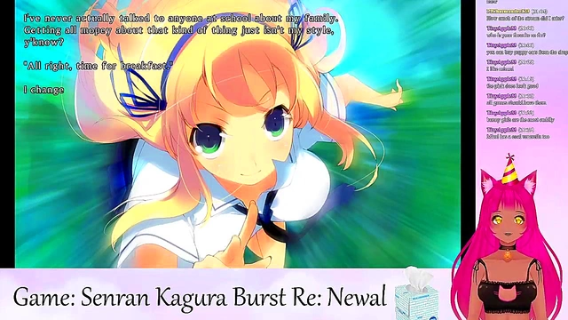 Lewd VTuber Neko Seduces in Lingerie During Senran Kagura Livestream Softcore Fun