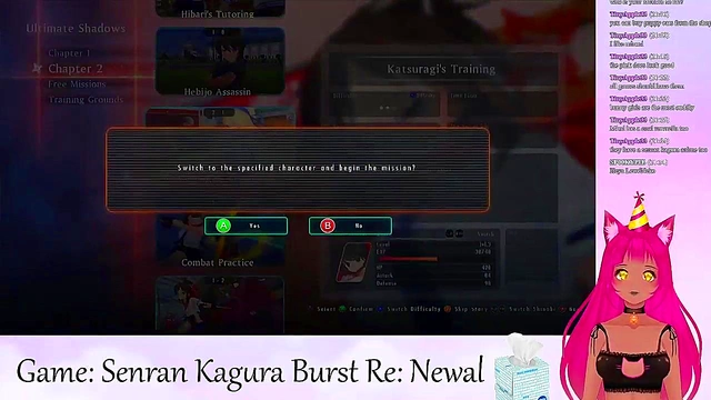 Lewd VTuber Neko Seduces in Lingerie During Senran Kagura Livestream Softcore Fun