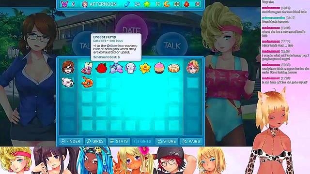 Lewd VTuber Neko Enjoying Lesbian Threesome With Big Boobs & Ass In Anime Gameplay