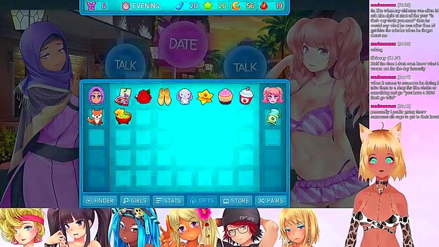 Lewd VTuber Neko Enjoying Lesbian Threesome With Big Boobs & Ass In Anime Gameplay