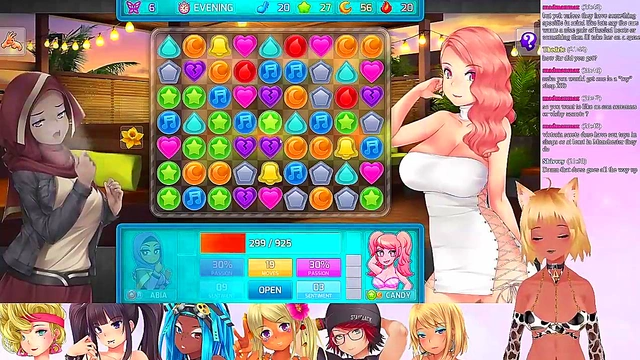 Lewd VTuber Neko Enjoying Lesbian Threesome With Big Boobs & Ass In Anime Gameplay