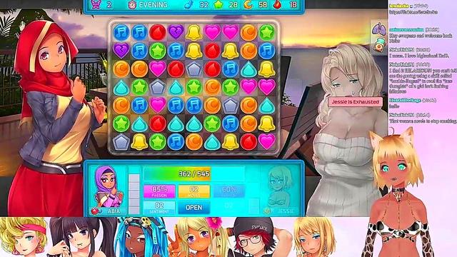 Lewd VTuber Neko Enjoying Lesbian Threesome With Big Boobs & Ass In Anime Gameplay