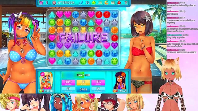 Lewd VTuber Neko Enjoying Lesbian Threesome With Big Boobs & Ass In Anime Gameplay