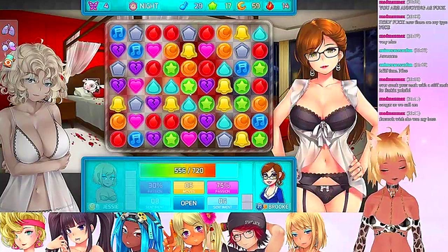 Lewd VTuber Neko Enjoying Lesbian Threesome With Big Boobs & Ass In Anime Gameplay