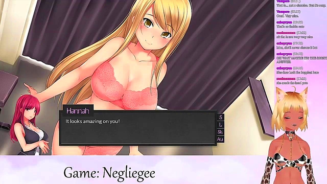 Lewd VTuber Neko seduces in Lingerie for Lesbian Yuri Fun & Big Tits Action