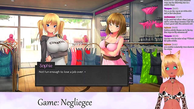 Lewd VTuber Neko seduces in Lingerie for Lesbian Yuri Fun & Big Tits Action