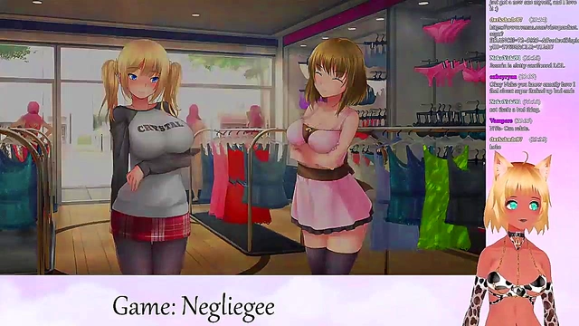 Lewd VTuber Neko seduces in Lingerie for Lesbian Yuri Fun & Big Tits Action