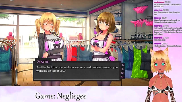 Lewd VTuber Neko seduces in Lingerie for Lesbian Yuri Fun & Big Tits Action