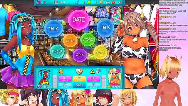 Lewd VTuber Neko’s Anime Threesome in Lingerie During Live Game Stream