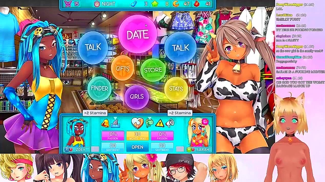 Lewd VTuber Neko’s Anime Threesome in Lingerie During Live Game Stream