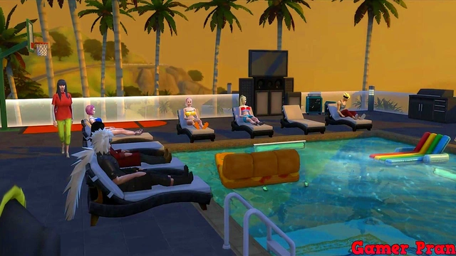 Perverted Sage Pounds Hinata's Ass Hard During Boruto Pool Party Orgy