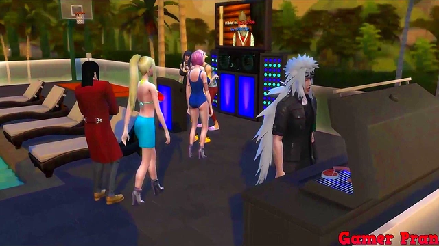 Perverted Sage Pounds Hinata's Ass Hard During Boruto Pool Party Orgy