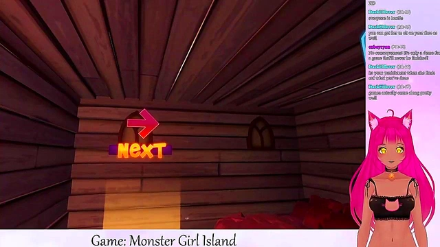 Lewd VTuber Neko Facesits Big-Busted Monster Girls in Anime Game Livestream