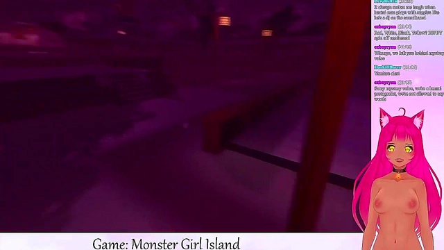 Lewd VTuber Neko Facesits Big-Busted Monster Girls in Anime Game Livestream