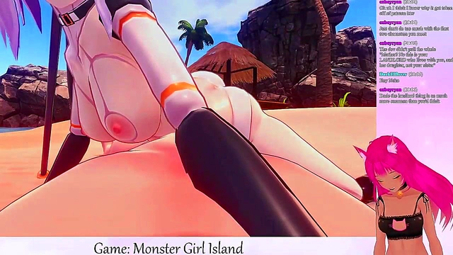 Lewd VTuber Neko Facesits Big-Busted Monster Girls in Anime Game Livestream