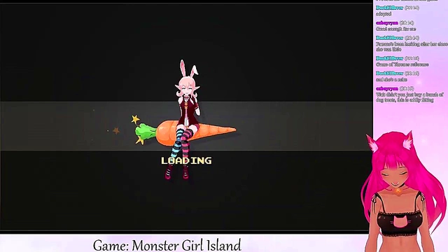 Lewd VTuber Neko Facesits Big-Busted Monster Girls in Anime Game Livestream