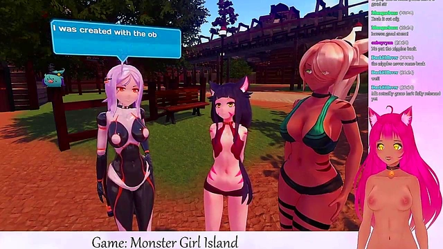 Lewd VTuber Neko Facesits Big-Busted Monster Girls in Anime Game Livestream