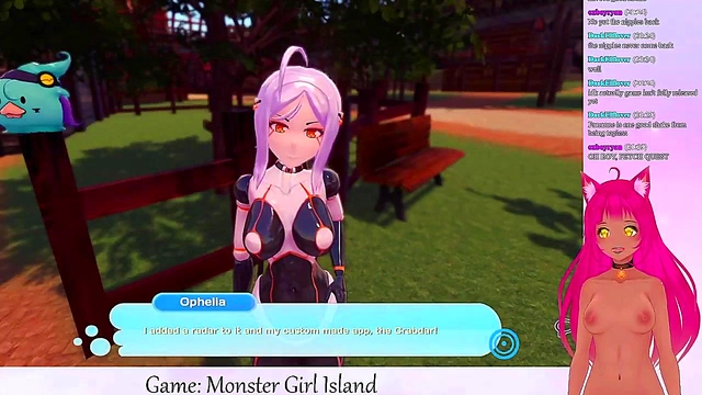 Lewd VTuber Neko Facesits Big-Busted Monster Girls in Anime Game Livestream