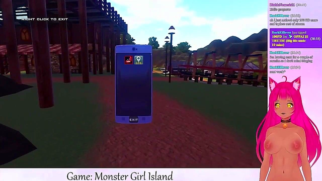 Lewd VTuber Neko Facesits Big-Busted Monster Girls in Anime Game Livestream