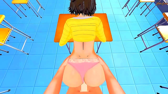 Hot Teacher Sadayo Kawakami Rides Your Dick Until You Cum Inside Her - Persona 5 Hentai